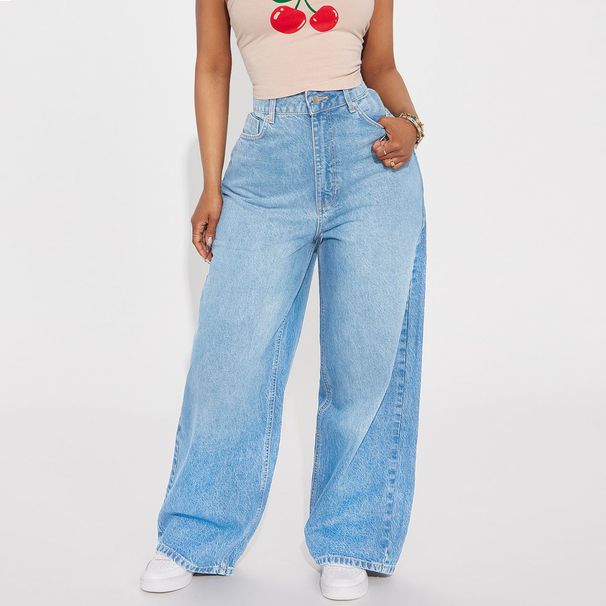 Women's Clothing Retro Loose Scimitar Wide Leg Straight Jeans_ecoleips.com