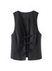 HH Women Elegant Lace Up V-Neck Waistcoat Sleeveless Tie Front Slim Vest Casual Office Wear Retro Y2K Street Fashion Chic Top_ecoleips.com