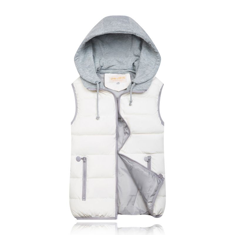 K New Candy Color Cotton Vest; Plus Size Women's Hooded Cotton Vest._ecoleips.com