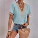 Aria Basics Aria Basics 2024 Women's V-neck Lace Loose Top Commuting Short Sleeve Shirt For Women European And American Style_ecoleips.com