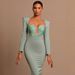 Women's Clothing Temperament Lady Long Sleeved Square Collar Dress Sexy Solid Color Elegant Banquet Evening Dress_ecoleips.com