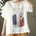 Summer Style Printed Cotton And Linen Top For Women, Plus-Size Casual And Youthful Loose Round-Neck Short-Sleeved T-Shir_ecoleips.com
