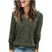 Women's Brushed Striped V-Neck Long Sleeve T-Shirt – Soft & Stretchy Knit Top With 3D Pattern (15 Trendy Colors, Relaxed Fit, Spring Essential)_ecoleips.com