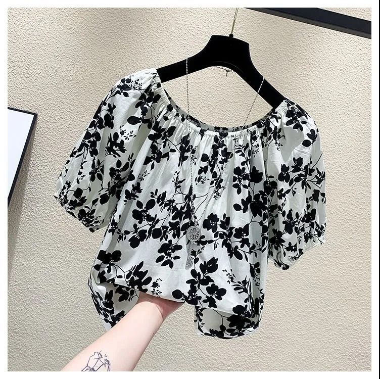 Women's Clothing Women's Floral Print Off-Shoulder Top Loose Fit Short Sleeve Fashionable And Chic Summer Style_ecoleips.com