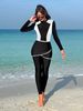 Women's Clothing Splicing Simple Fashion Long Sleeved Trousers With Skirt Set_ecoleips.com