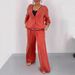 Women's Clothing Round Neck Splicing Cardigan Top Wide Leg Pants Casual Suit_ecoleips.com