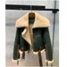 Women's Clothing Winter New Green Splicing Large Lapel Motorcycle Clothes Women's Thickened Short Fur Sheep Shearling Jacket_ecoleips.com