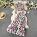 Women's Clothing Royal sister light luxury high end long sleeved pleated printed tops women's casual two piece set loose drape pleated wide leg pants_ecoleips.com
