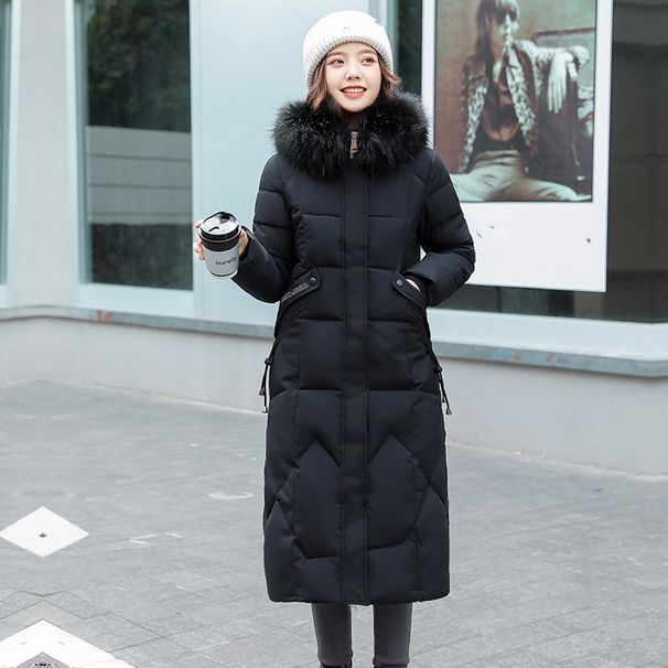 "Elegant Long Puffer Coat For Women – Knee-Length Winter Jacket With Faux Fur Trim (L-4XL, Slim Fit & Warm)"_ecoleips.com