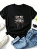 Women Zebra Stripe Dripping Lips Graphic T Shirt Gold Splash Ink Print Crew Neck Short Sleeve Y2K Streetwear Casual Summer Tee_ecoleips.com