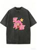 Not My Vibe Not My Care Pink Hair Girl Retro Graphic Acid Wash Washed Oversized T Shirt Women Crew Neck Short Sleeve Loose Vintage Street Tee_ecoleips.com