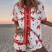 Women's Resort Style Printed Collared Shirt And Shorts Set Short Sleeve Summer Outfit_ecoleips.com