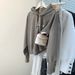 real-shot Composite Button Hooded Embroidered Sweatshirt For Women, Spring And Autumn Thin Loose-fitting_ecoleips.com