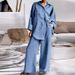 Women's Clothing nine quarter sleeve shirt loose pants two piece suit_ecoleips.com