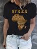 European And American Cross-border Foreign Trade Wholesale Clothing, African Continent Map Print Round-neck Plus-size_ecoleips.com