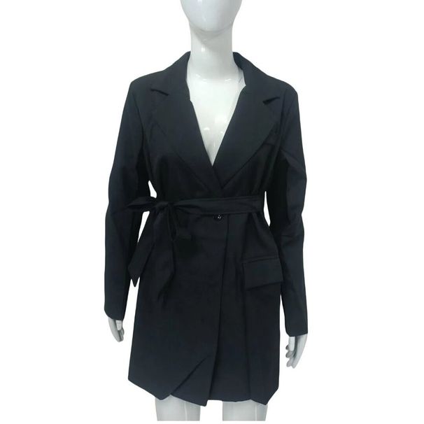 Women's Lapel Belted Midi Length Blazer – Elegant Casual Fall Office Jacket 2026_ecoleips.com