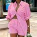 Oversized Casual Print Shirt & Shorts Set – Trendy Loose Fit Two-Piece For Plus Size Women_ecoleips.com