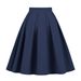 Retro Hepburn Style Pleated Midi Skirt Solid Color A-Line Waist Cinching Wide Hem Versatile Fluffy 50s Women's Bottoms_ecoleips.com