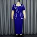 Women's Clothing Plus Size Patchwork Dress Ruffled Waist Short Sleeves Casual Elegant American Style Women's Summer Commuting Dress_ecoleips.com