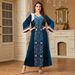 Women's Clothing Gold Velvet Heavy Embroidery Splicing Muslim Dress Dubai Long Skirt_ecoleips.com