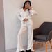 2026 European And American Autumn Winter New Crepe Cotton Polka Dot Sleeve Long Pants Ruffle Sleepwear Set Cross-Border_ecoleips.com