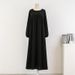 Women's Clothing Muslim Loose Large Size Long Sleeved Solid Color Pullover Robe Skirt Spring And Autumn Knee Length Skirt Dress_ecoleips.com