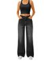 Women's Clothing Casual Straight Jeans Slightly Flared Elastic Waist Denim Jeans_ecoleips.com
