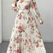 Elegant Plus Size Floral Print V-Neck Ruffle Dress – Romantic Long Sleeve A-Line Maxi Dress For Women_ecoleips.com