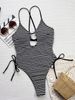 Women's Clothing One Piece Swimsuit Women's Bikini Striped Color Blocked Hollow Out Strappy For Formal & Casual For Women_ecoleips.com