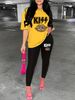 Women's Casual Fashion Leopard Print Lip Print Letter Pattern Print Loose T-shirt+cropped Pants Two-piece Home Sportswear Daily Wear-406_ecoleips.com