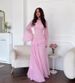 Elegant Waist-Cinching Evening Dress Long Sleeve Flared Slimming Special Occasions Polyester Muslim Dress_ecoleips.com
