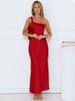 Mozision One Shoulder Backless Sexy Maxi Dress Women Gown Satin Skew Collar Sleeveless Thigh High Split Club Party Long Dresses_ecoleips.com