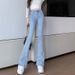 Light Blue Flared Jeans For Women, 2025 Autumn New High-waisted Stretch Slimming Bell-bottom Pants_ecoleips.com
