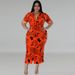Plus Size Women's Clothing Button Down Cardigan Long Dress Short Sleeved Collared_ecoleips.com