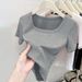 Women's Threaded Short Sleeve T-Shirt Spring, Summer And Autumn 2025 New Comfort Sports Top Casual Interior Bottom Shirt_ecoleips.com