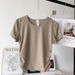 Women's Summer Yoga T-Shirt Ribbed High Elastic Quick Drying Breathable Short Sleeve Fitness Running Top_ecoleips.com