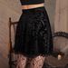 Autumn/Winter High-Waisted Slimming Short Skirt Gold Velvet Embossed Lace Hem A-Line Gothic Style For Women_ecoleips.com