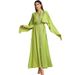 Women's Clothing Fruit Green Half High Collar Shawl Dress Hand Sewn Diamond Abaya Dress_ecoleips.com