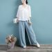 Spring/Summer Embroidered Cotton-Linen Women's China-Style Retro Slanted-Collar Artistic Casual Loose-Fitting Thin Top_ecoleips.com