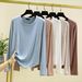 Modal Women's Large Size Round Neck Long-sleeved T-shirt Spring And Autumn Thin Long-sleeved Bottoming Shirt Casual Outerwear Top_ecoleips.com