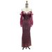 Women's Clothing V Neck One Shoulder Sleeve Super Shiny Fishtail Skirt Long Dress Red Carpet Banquet Evening Dress_ecoleips.com