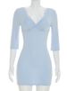 Mozision V Neck Half Sleeves Backless Sexy Mini Dress Women Elegant Summer Ruched Wrap Bodycon Club Party Dress Female Clothes_ecoleips.com
