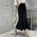 Midi Bodycon Knit Skirt With Fishtail Hem | High-Waisted Stretchy Pencil Skirt In Black/Beige/Gray (Office To Date Night Essential)_ecoleips.com