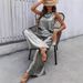 Women's Casual Solid Color Sleeveless Top Short Sleeve Long Pants Fashion Set_ecoleips.com