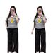 Floral Embroidered Stripe Short Sleeve Wide Leg Pants Set For Women - Summer Boho Chic Outfit With Loose Fit Plus Size Two Piece_ecoleips.com