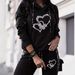 Women's Clothing Heart Print Casual Vacation Two Piece Set Hooded Long Sleeved Pants Fashionable 2026 New_ecoleips.com