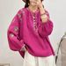 The New Spring Collection Features A V-Neck Semi-Open Cardigan With Buttons, Featuring Vintage-Style Embroidery And A Li_ecoleips.com