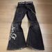 Women's Clothing Retro Embroidery Heavy Work Hot Girl Punk Washed Black Straight Flared Jeans For Women And Men_ecoleips.com