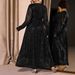 Plus Size V-Neck Long Sleeve Evening Dress Elegant High-Slit Maxi Gown (Black/Green/Burgundy/Navy, A-Line, Polyester Knit, Formal/Party Wear)_ecoleips.com