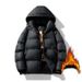 Women's Clothing Men's Winter Hooded Graphene Cotton Jacket - Thickened Loose Fit Coat For Cold Weather, Lightweight & Warm, Black_ecoleips.com